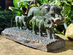 Hand Made Green Verdite Warthog Family Sculpture x 1 From Zimbabwe - Toprock Gemstones and Minerals 