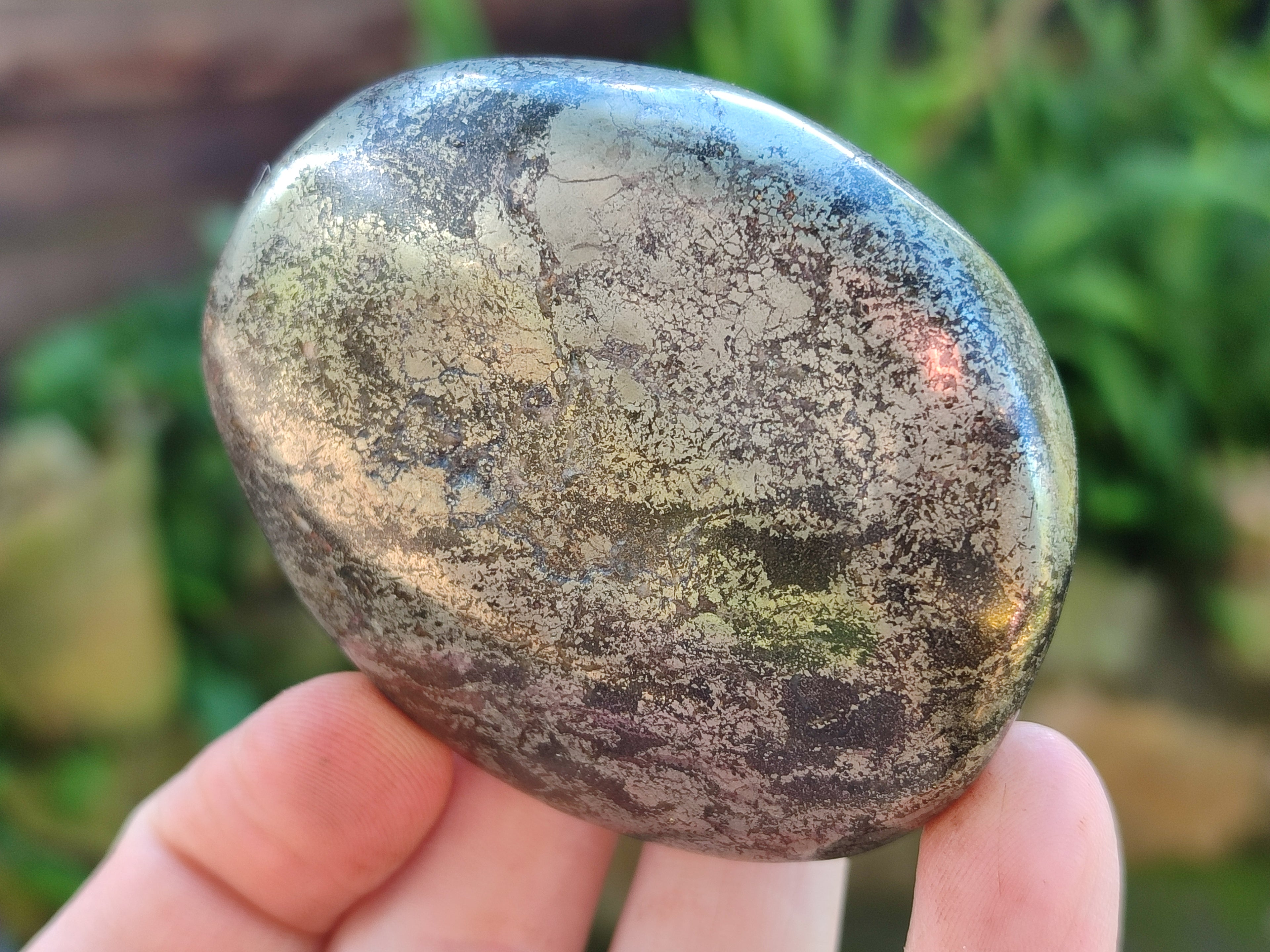 Polished Rare Pharaoh Stone Pyrite in Basalt Palm Stones x 6 Iron Duke Mine, Zimbabwe - Toprock Gemstones and Minerals 