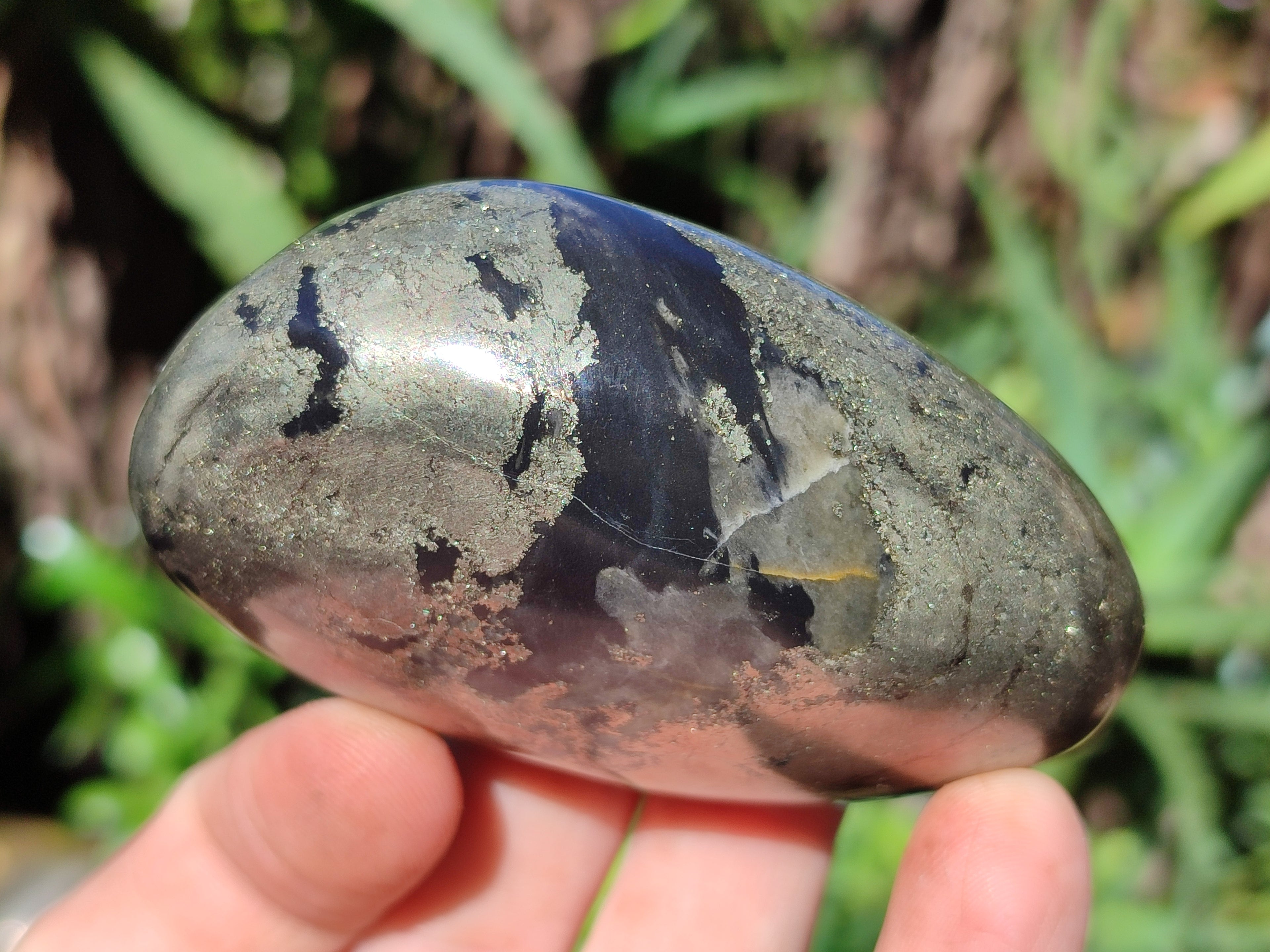 Polished Rare Pharaoh Stone Pyrite in Basalt Palm Stones x 6 Iron Duke Mine, Zimbabwe - Toprock Gemstones and Minerals 