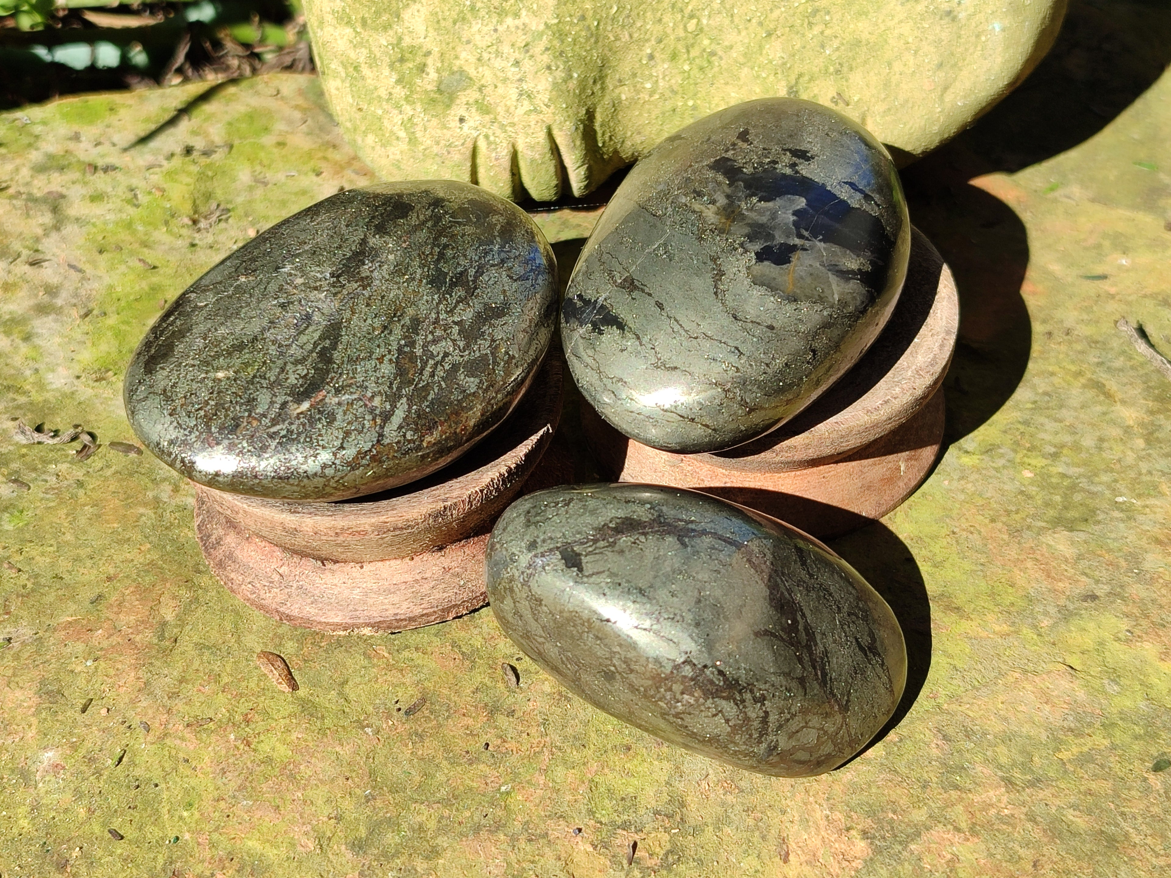 Polished Rare Pharaoh Stone Pyrite in Basalt Palm Stones x 6 Iron Duke Mine, Zimbabwe - Toprock Gemstones and Minerals 