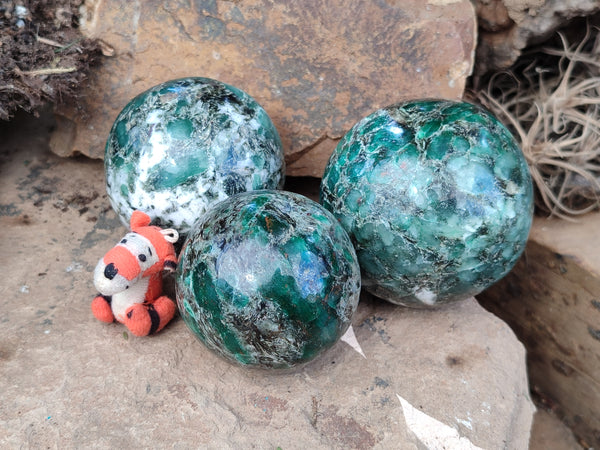 Polished Emerald Mica In Matrix Free Forms x 3 From Mutoko, Zimbabwe