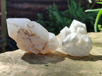 Natural White Pineapple and Candle Quartz Clusters x 9 From Madagascar