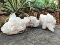 Natural White Pineapple and Candle Quartz Clusters x 9 From Madagascar
