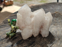 Natural White Pineapple and Candle Quartz Clusters x 9 From Madagascar