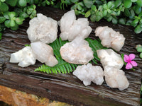 Natural White Pineapple and Candle Quartz Clusters x 9 From Madagascar