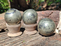 Polished Rare Pharaoh Stone Pyrite in Basalt Spheres x 6 Iron Duke Mine, Zimbabwe