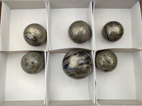Polished Rare Pharaoh Stone Pyrite in Basalt Spheres x 6 Iron Duke Mine, Zimbabwe