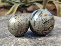 Polished Rare Pharaoh Stone Pyrite in Basalt Spheres x 6 Iron Duke Mine, Zimbabwe