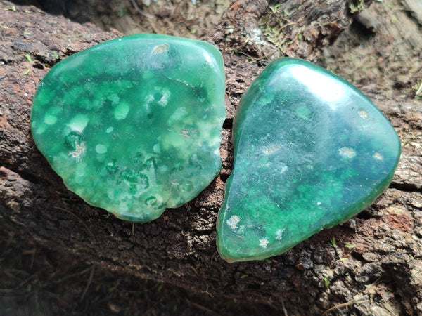 Polished On One Side Emerald Mtorolite Plates x 5 From Mutorashanga, Zimbabwe