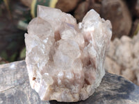 Natural Phantom Quartz Clusters x 2 From Luena, Congo