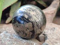 Polished Rare Pharaoh Stone Pyrite in Basalt Spheres x 2 Iron Duke Mine, Zimbabwe