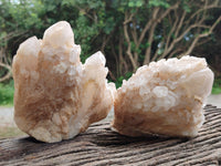 Natural White Cascading Candle Quartz Clusters x 3 From Madagascar