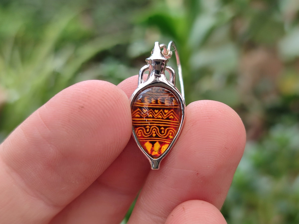 Polished Baltic Amber Earring and Pendant Sets on Sterling Silver - Sold Per Set - From Poland - Toprock Gemstones and Minerals 