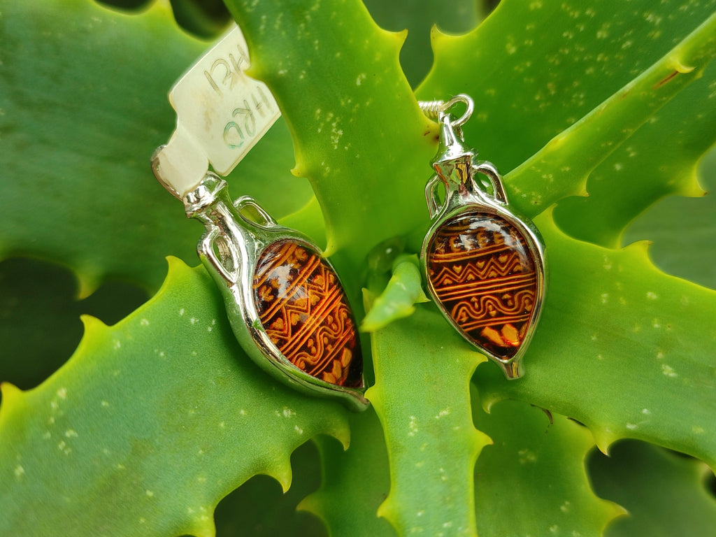 Polished Baltic Amber Earring and Pendant Sets on Sterling Silver - Sold Per Set - From Poland - Toprock Gemstones and Minerals 