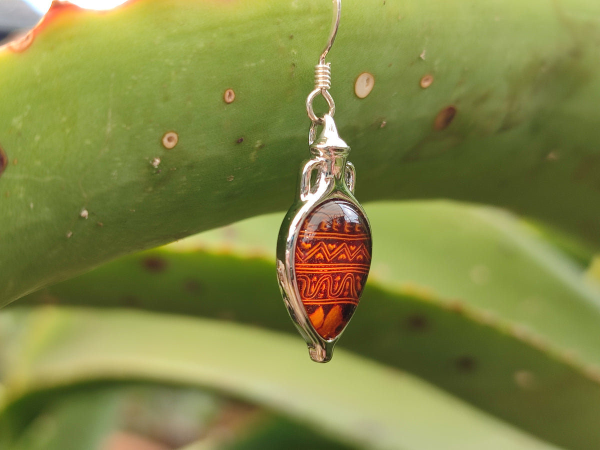 Polished Baltic Amber Earring and Pendant Sets on Sterling Silver - Sold Per Set - From Poland - Toprock Gemstones and Minerals 