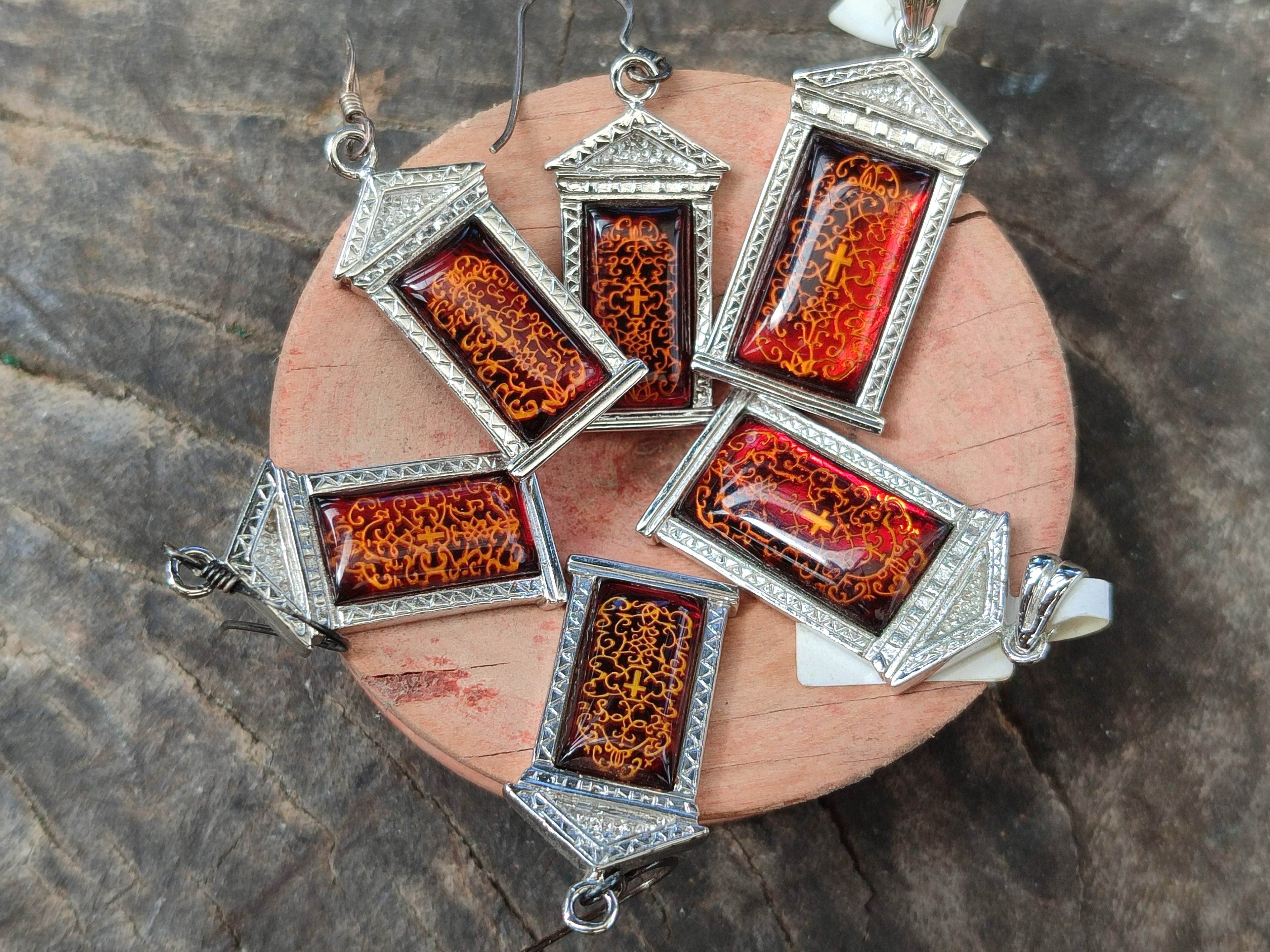 Polished Baltic Amber Earring and Pendant Sets on Sterling Silver - Sold Per Set - From Poland - Toprock Gemstones and Minerals 