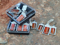 Polished Baltic Amber Earring and Pendant Sets on Sterling Silver - Sold Per Set - From Poland