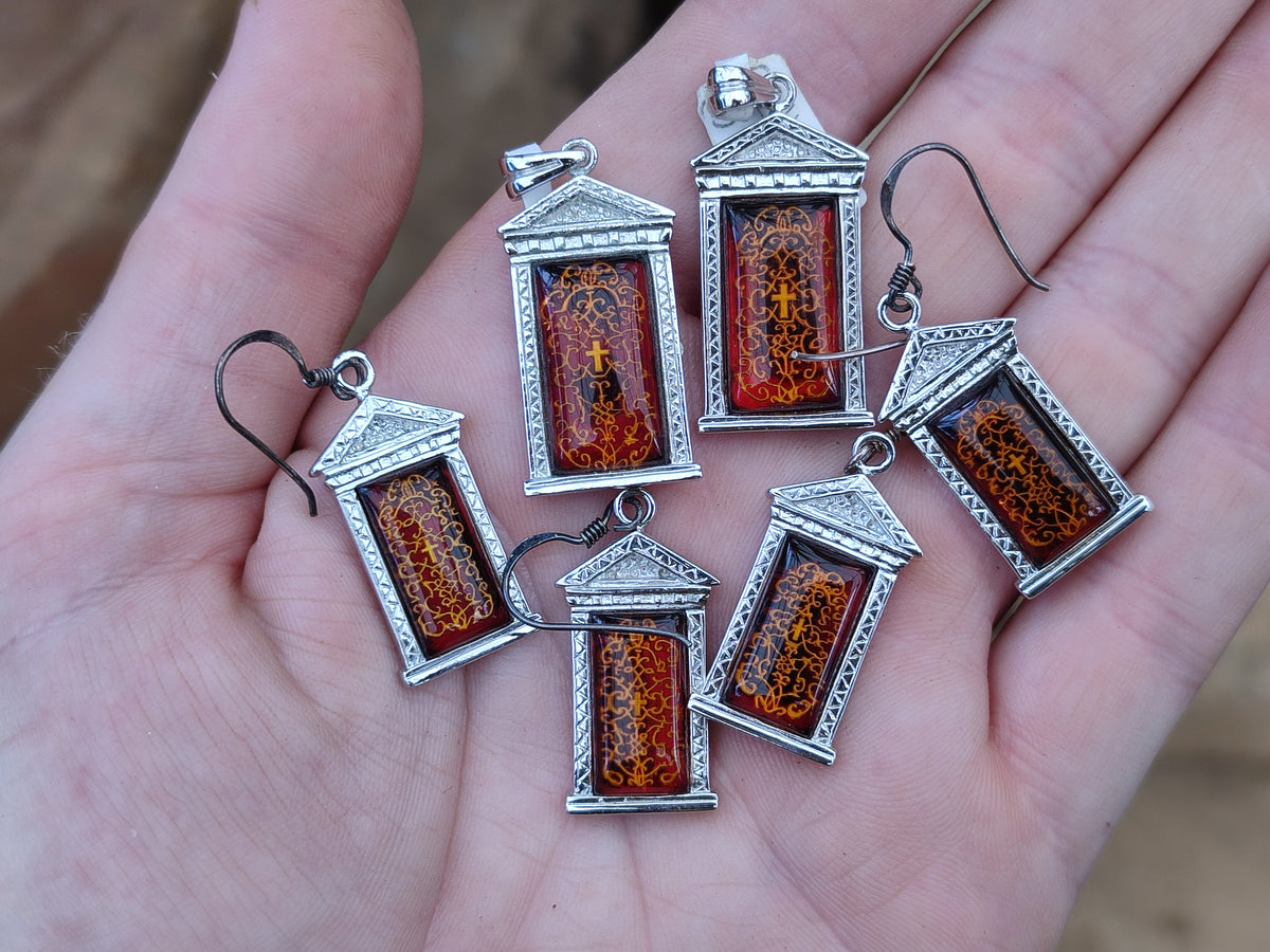 Polished Baltic Amber Earring and Pendant Sets on Sterling Silver - Sold Per Set - From Poland - Toprock Gemstones and Minerals 