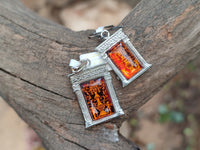 Polished Baltic Amber Earring and Pendant Sets on Sterling Silver - Sold Per Set - From Poland
