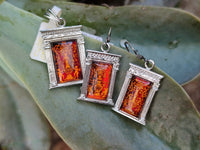 Polished Baltic Amber Earring and Pendant Sets on Sterling Silver - Sold Per Set - From Poland