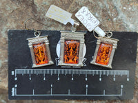 Polished Baltic Amber Earring and Pendant Sets on Sterling Silver - Sold Per Set - From Poland