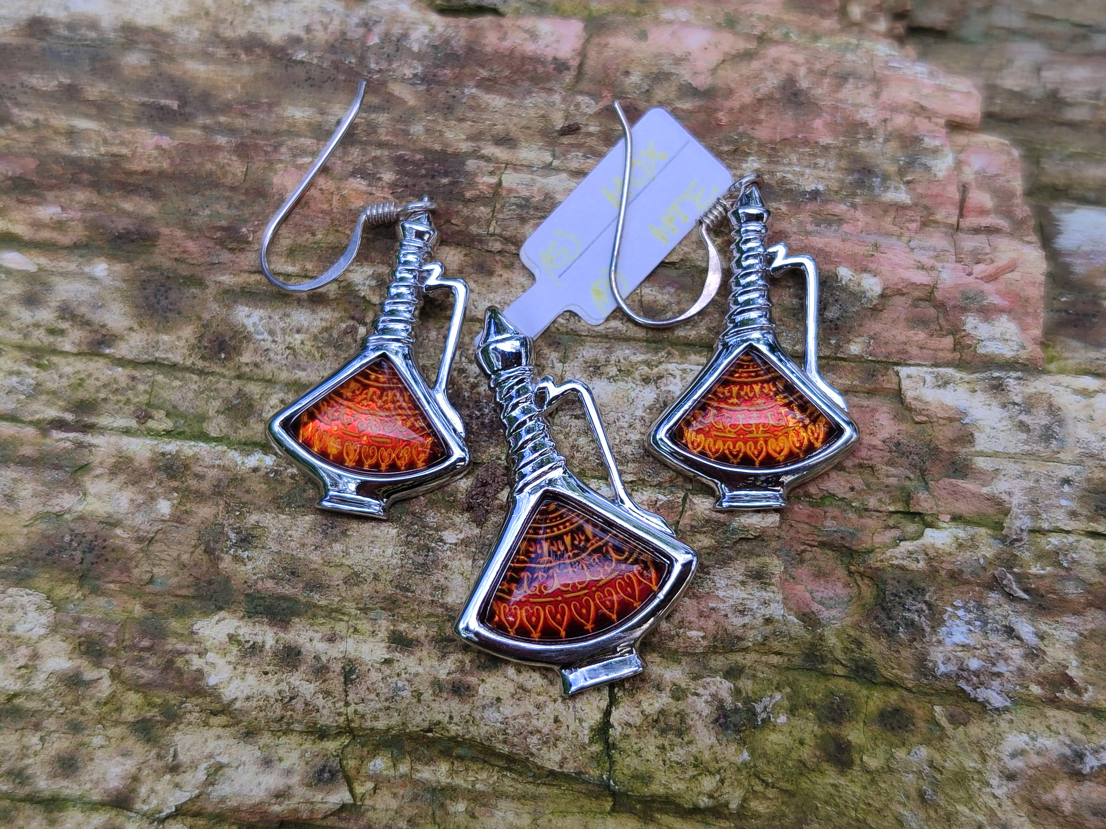 Polished Baltic Amber Earring and Pendant Sets on Sterling Silver - Sold Per Set - From Poland - Toprock Gemstones and Minerals 