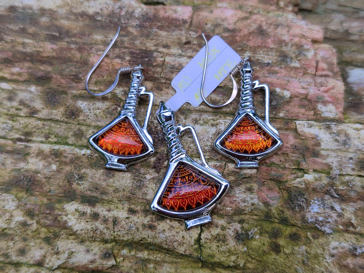 Polished Baltic Amber Earring and Pendant Sets on Sterling Silver - Sold Per Set - From Poland - Toprock Gemstones and Minerals 