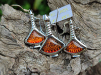 Polished Baltic Amber Earring and Pendant Sets on Sterling Silver - Sold Per Set - From Poland