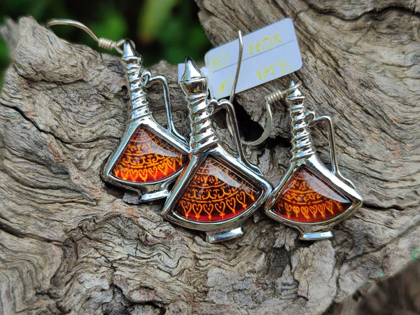 Polished Baltic Amber Earring and Pendant Sets on Sterling Silver - Sold Per Set - From Poland