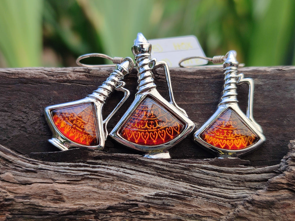 Polished Baltic Amber Earring and Pendant Sets on Sterling Silver - Sold Per Set - From Poland - Toprock Gemstones and Minerals 