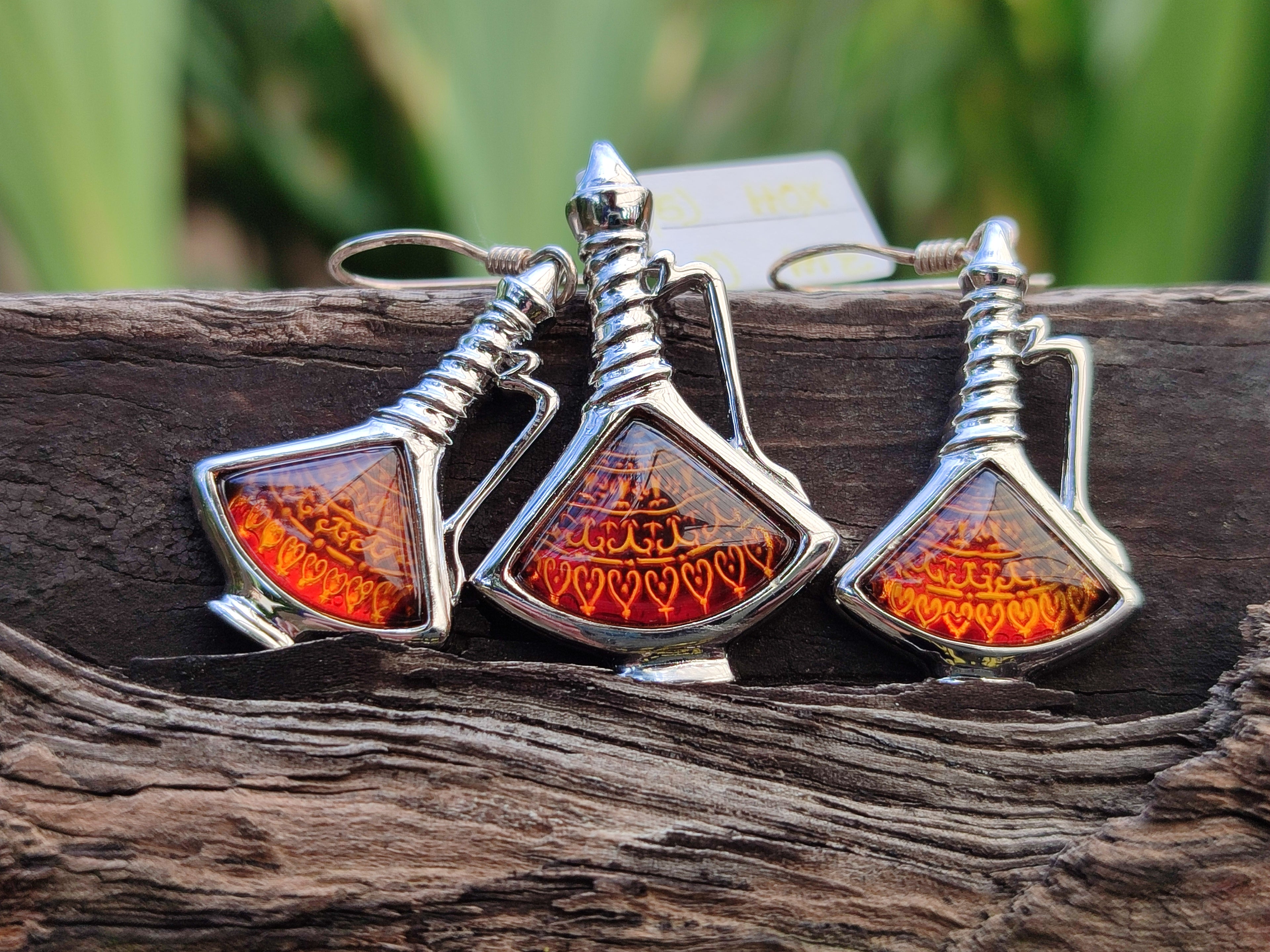 Polished Baltic Amber Earring and Pendant Sets on Sterling Silver - Sold Per Set - From Poland - Toprock Gemstones and Minerals 