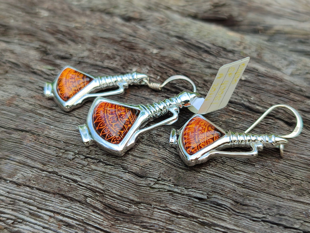 Polished Baltic Amber Earring and Pendant Sets on Sterling Silver - Sold Per Set - From Poland - Toprock Gemstones and Minerals 