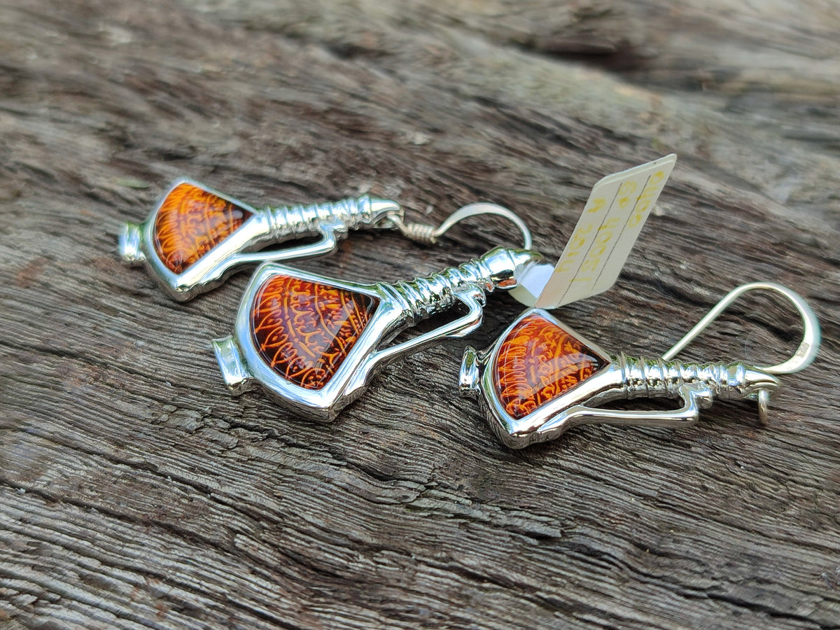 Polished Baltic Amber Earring and Pendant Sets on Sterling Silver - Sold Per Set - From Poland - Toprock Gemstones and Minerals 
