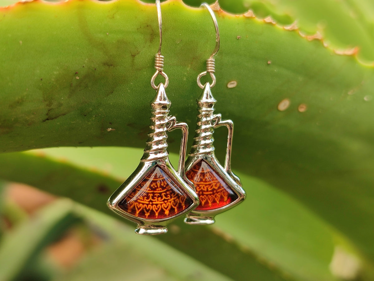 Polished Baltic Amber Earring and Pendant Sets on Sterling Silver - Sold Per Set - From Poland - Toprock Gemstones and Minerals 