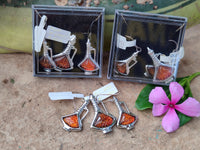 Polished Baltic Amber Earring and Pendant Sets on Sterling Silver - Sold Per Set - From Poland