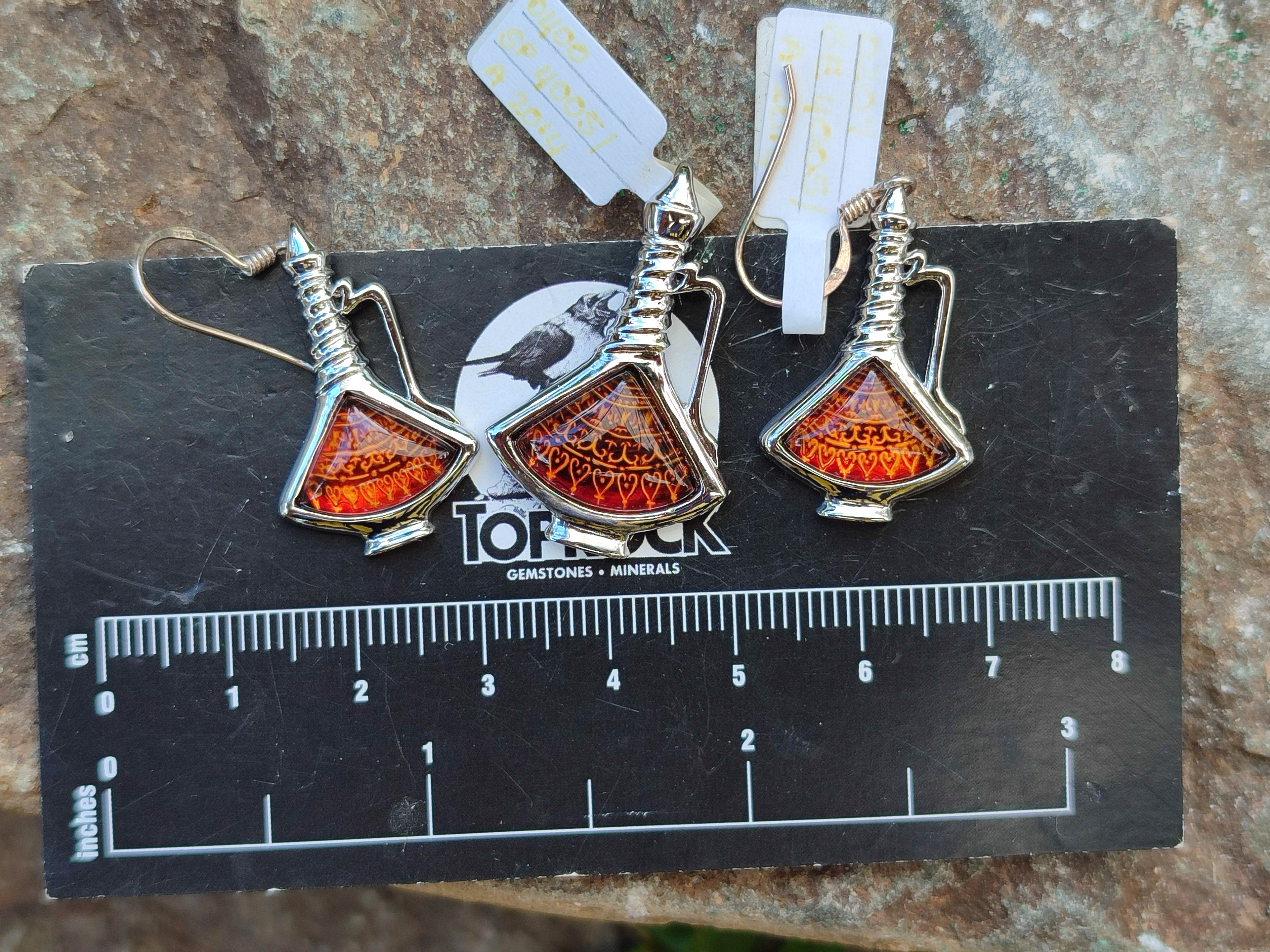 Polished Baltic Amber Earring and Pendant Sets on Sterling Silver - Sold Per Set - From Poland - Toprock Gemstones and Minerals 