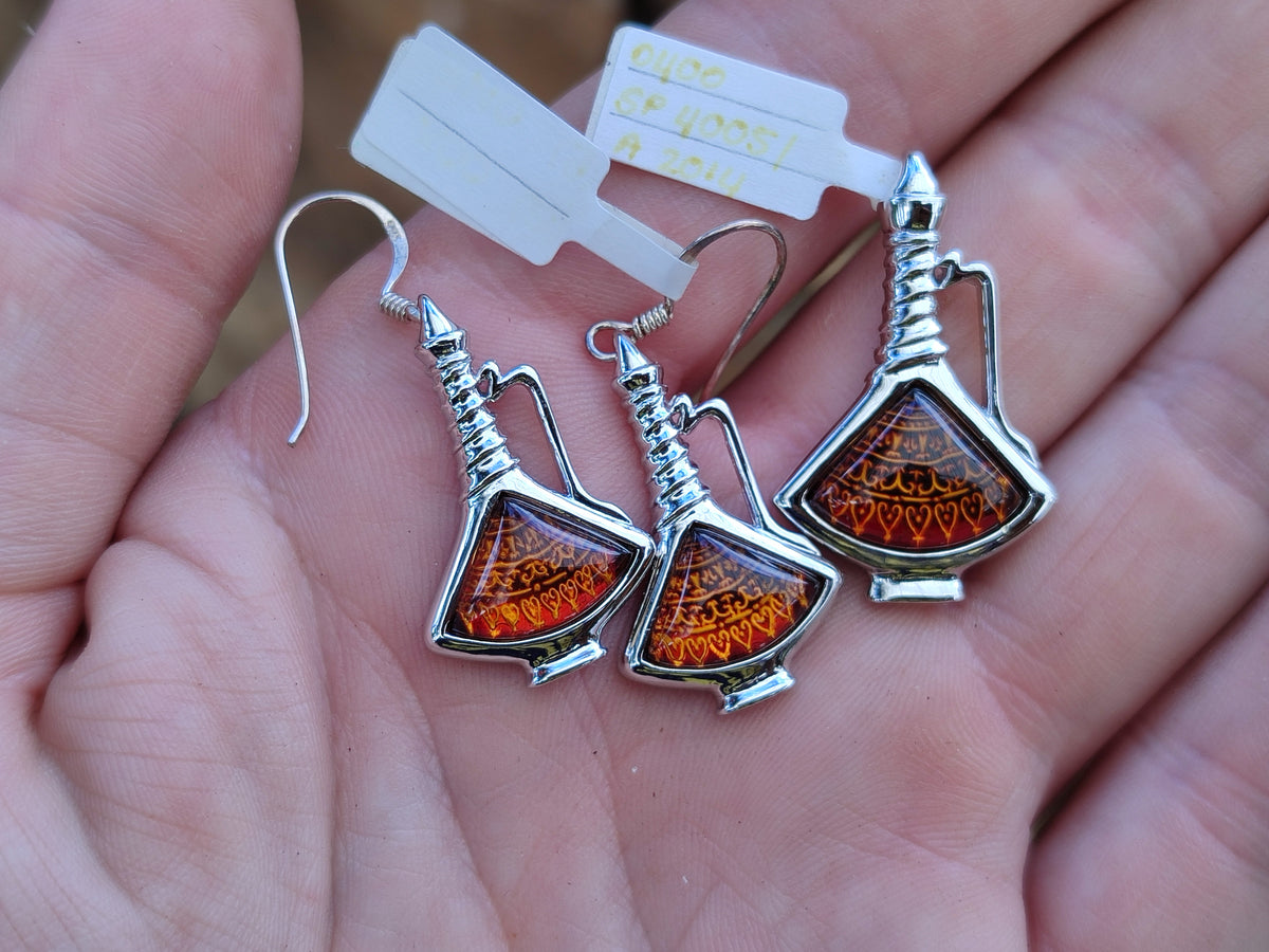 Polished Baltic Amber Earring and Pendant Sets on Sterling Silver - Sold Per Set - From Poland - Toprock Gemstones and Minerals 