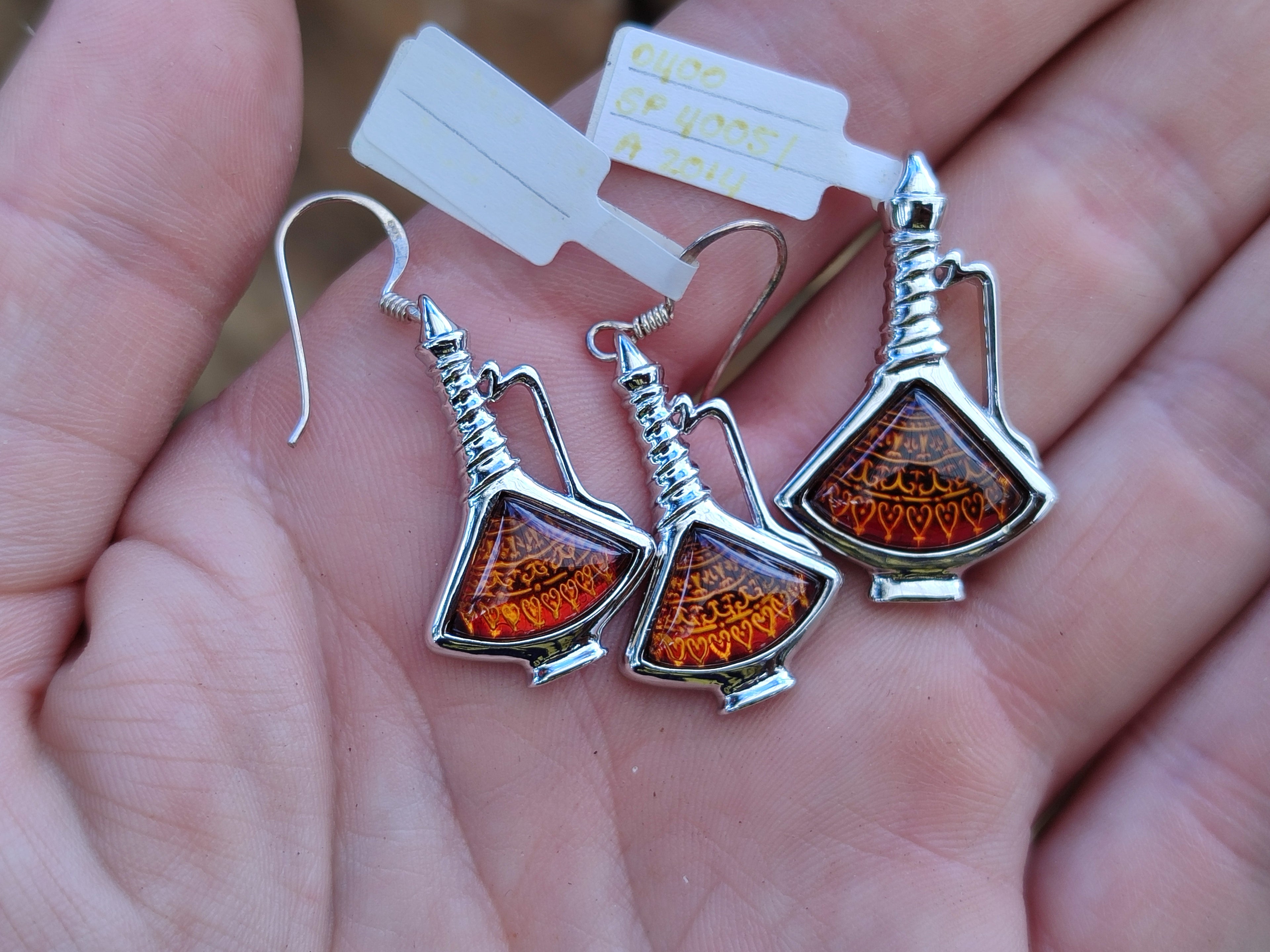 Polished Baltic Amber Earring and Pendant Sets on Sterling Silver - Sold Per Set - From Poland - Toprock Gemstones and Minerals 