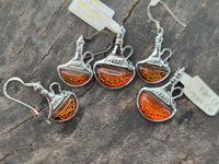 Polished Baltic Amber Earring and Pendant Sets on Sterling Silver - Sold Per Set - From Poland