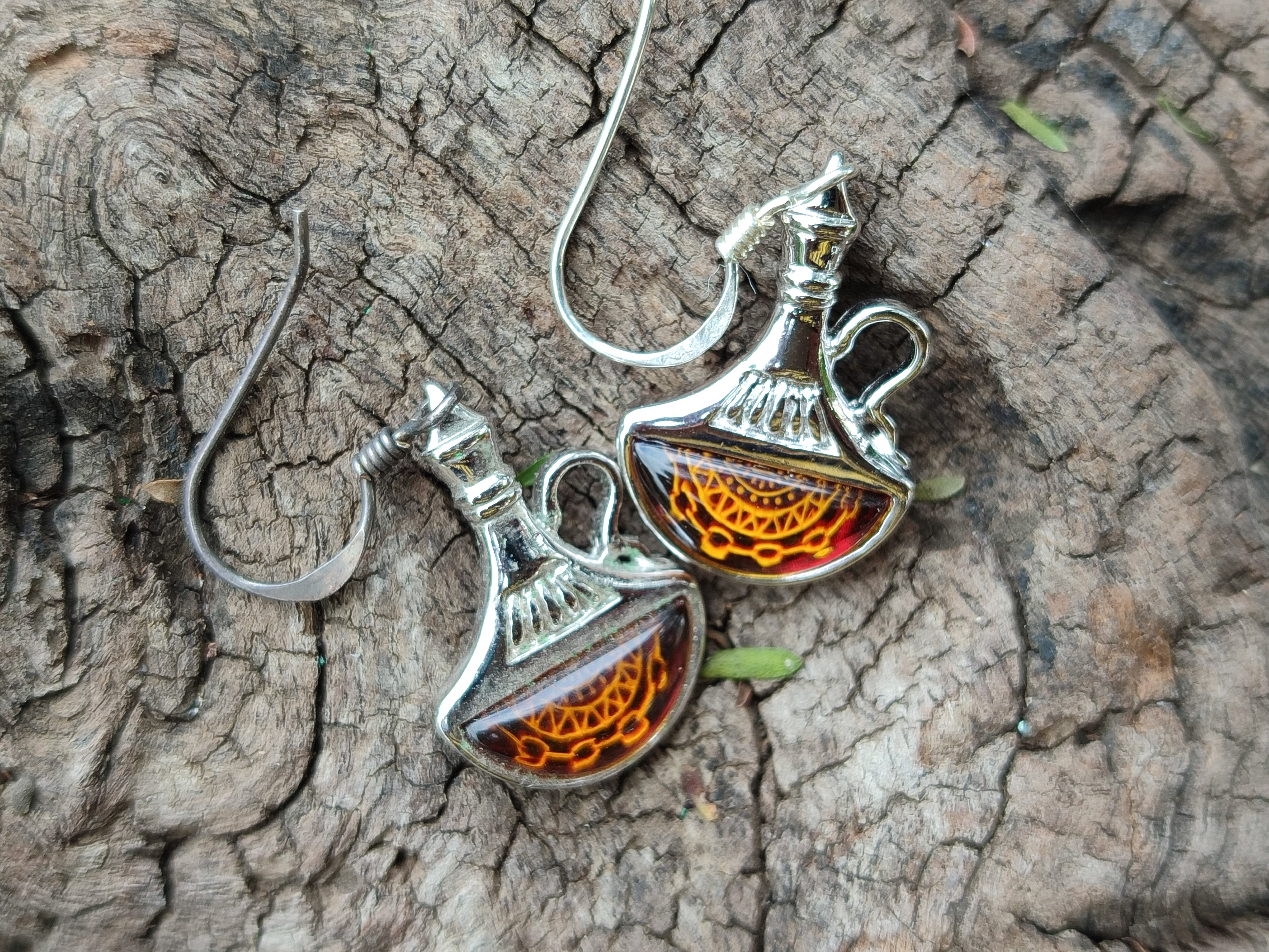 Polished Baltic Amber Earring and Pendant Sets on Sterling Silver - Sold Per Set - From Poland - Toprock Gemstones and Minerals 