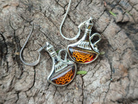 Polished Baltic Amber Earring and Pendant Sets on Sterling Silver - Sold Per Set - From Poland