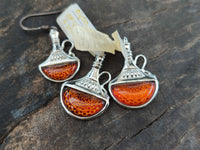 Polished Baltic Amber Earring and Pendant Sets on Sterling Silver - Sold Per Set - From Poland