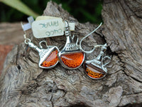 Polished Baltic Amber Earring and Pendant Sets on Sterling Silver - Sold Per Set - From Poland