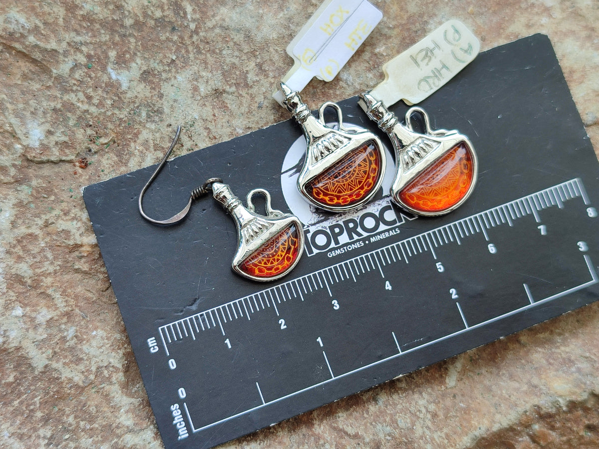 Polished Baltic Amber Earring and Pendant Sets on Sterling Silver - Sold Per Set - From Poland - Toprock Gemstones and Minerals 