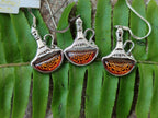 Polished Baltic Amber Earring and Pendant Sets on Sterling Silver - Sold Per Set - From Poland - Toprock Gemstones and Minerals 
