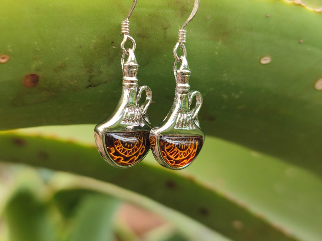 Polished Baltic Amber Earring and Pendant Sets on Sterling Silver - Sold Per Set - From Poland - Toprock Gemstones and Minerals 