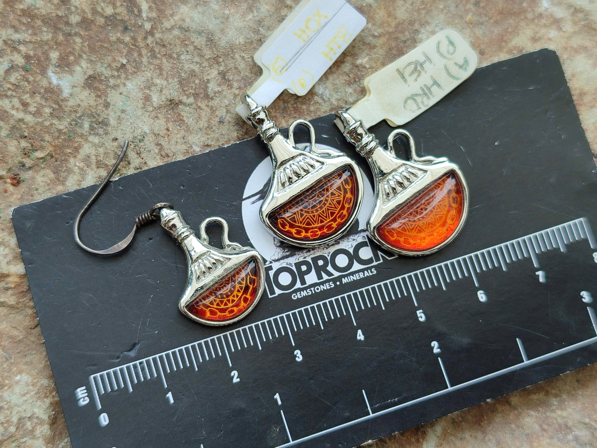 Polished Baltic Amber Earring and Pendant Sets on Sterling Silver - Sold Per Set - From Poland - Toprock Gemstones and Minerals 