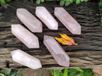 Polished Double Terminated Rose Quartz Points x 6 From Ambatondrazaka, Madagascar - Toprock Gemstones and Minerals 