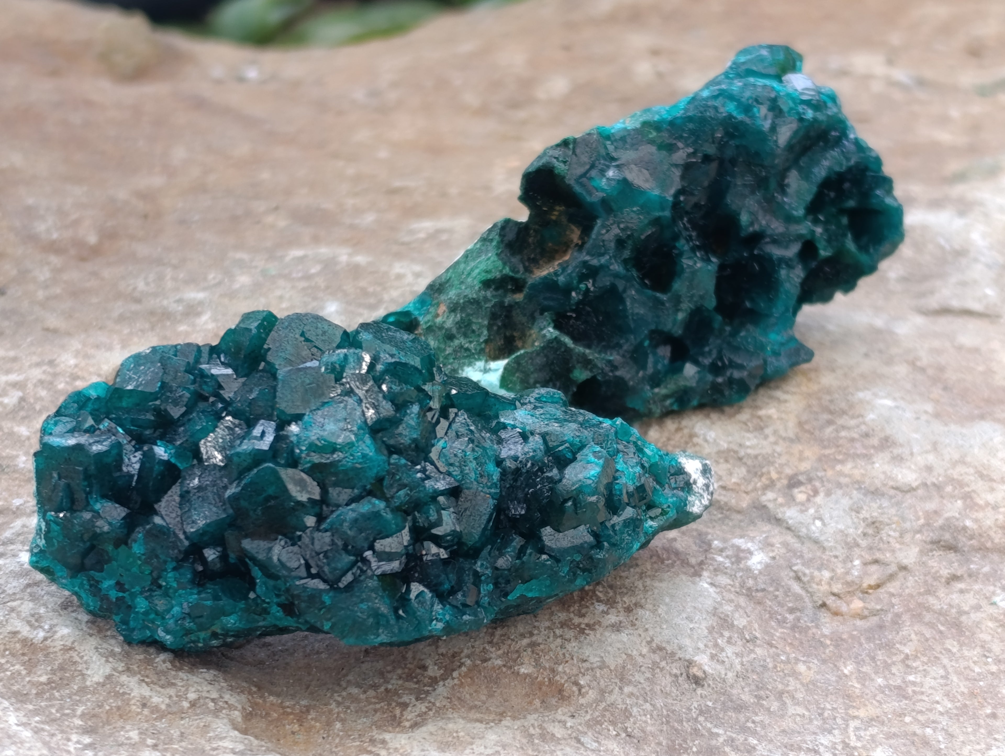 Natural Dioptase with Malachite and Chrysocolla On Dolomite Specimens x 6 From Likasi, Congo - Toprock Gemstones and Minerals 