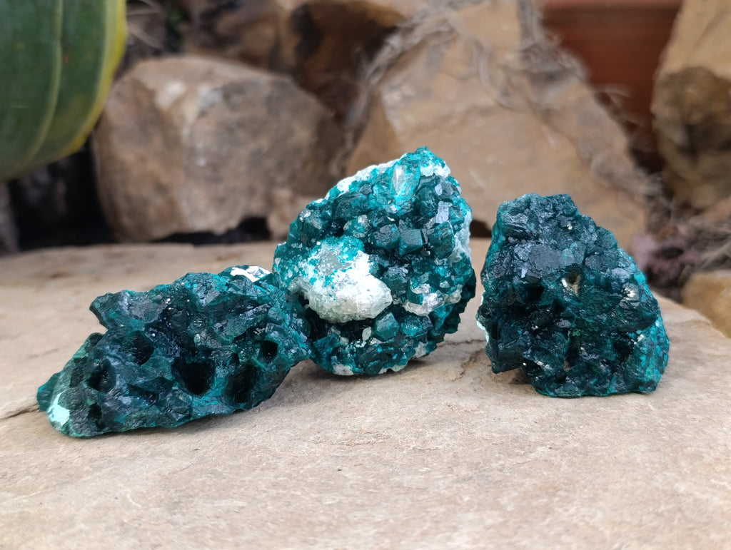 Natural Dioptase with Malachite and Chrysocolla On Dolomite Specimens x 6 From Likasi, Congo - Toprock Gemstones and Minerals 